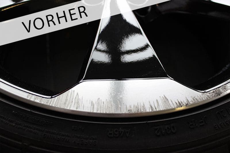 Felge vorher, Bordsteinschaden